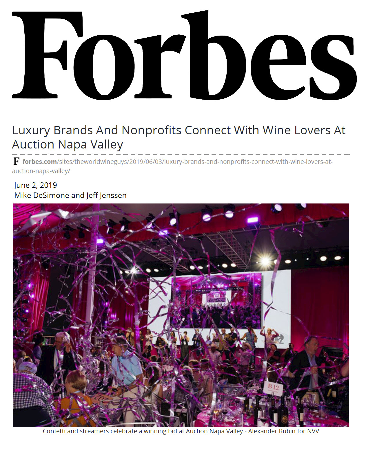 Aldea, Auction Napa Valley, Katy Perry and a mention in Forbes Magazine