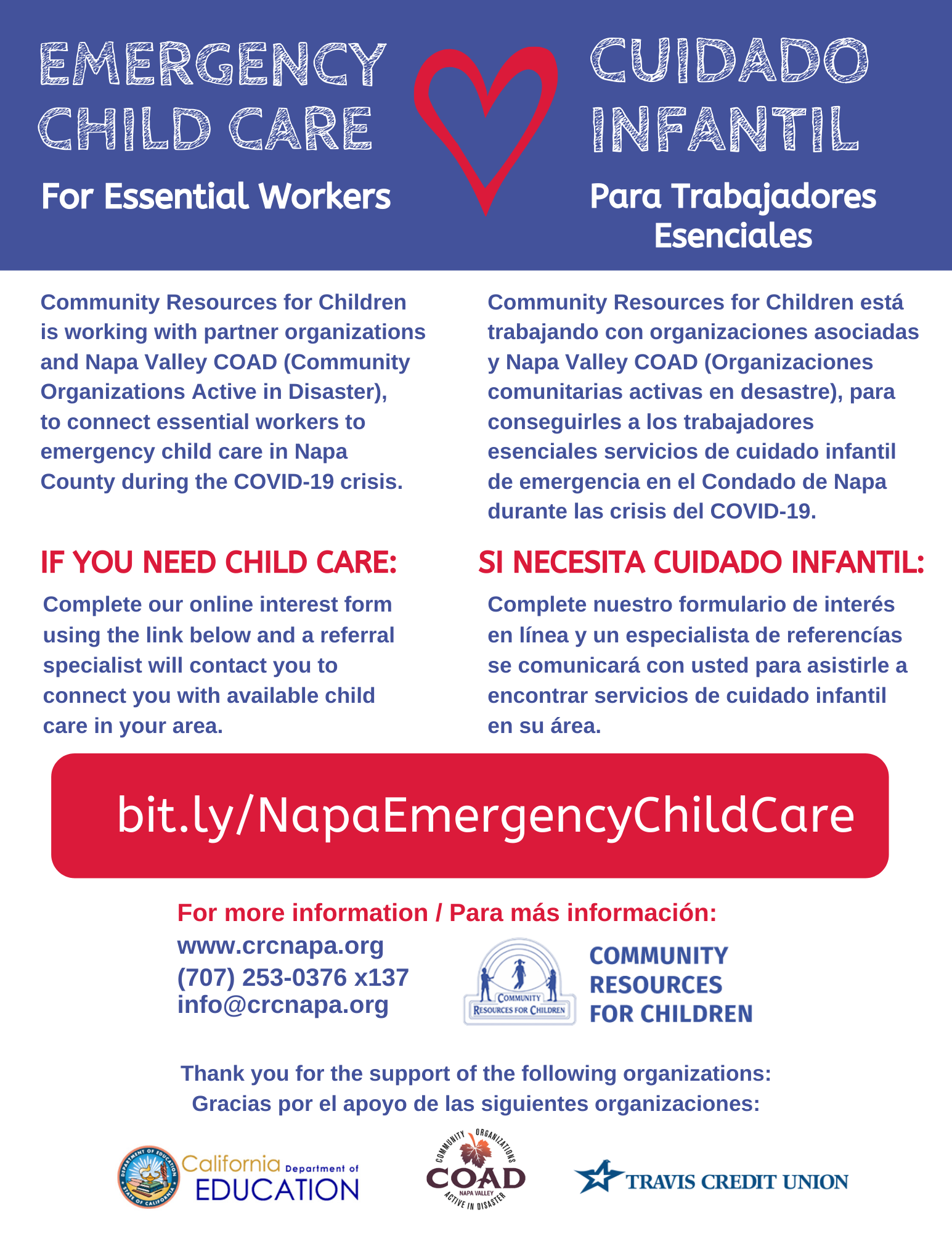 Napa County Emergency Child Care for Essential Workers