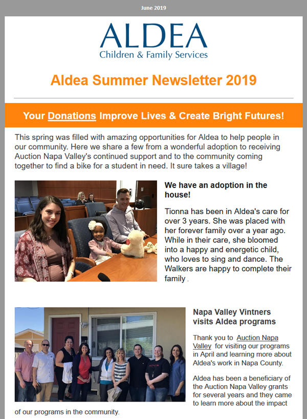 Aldea Summer Newsletter 2019